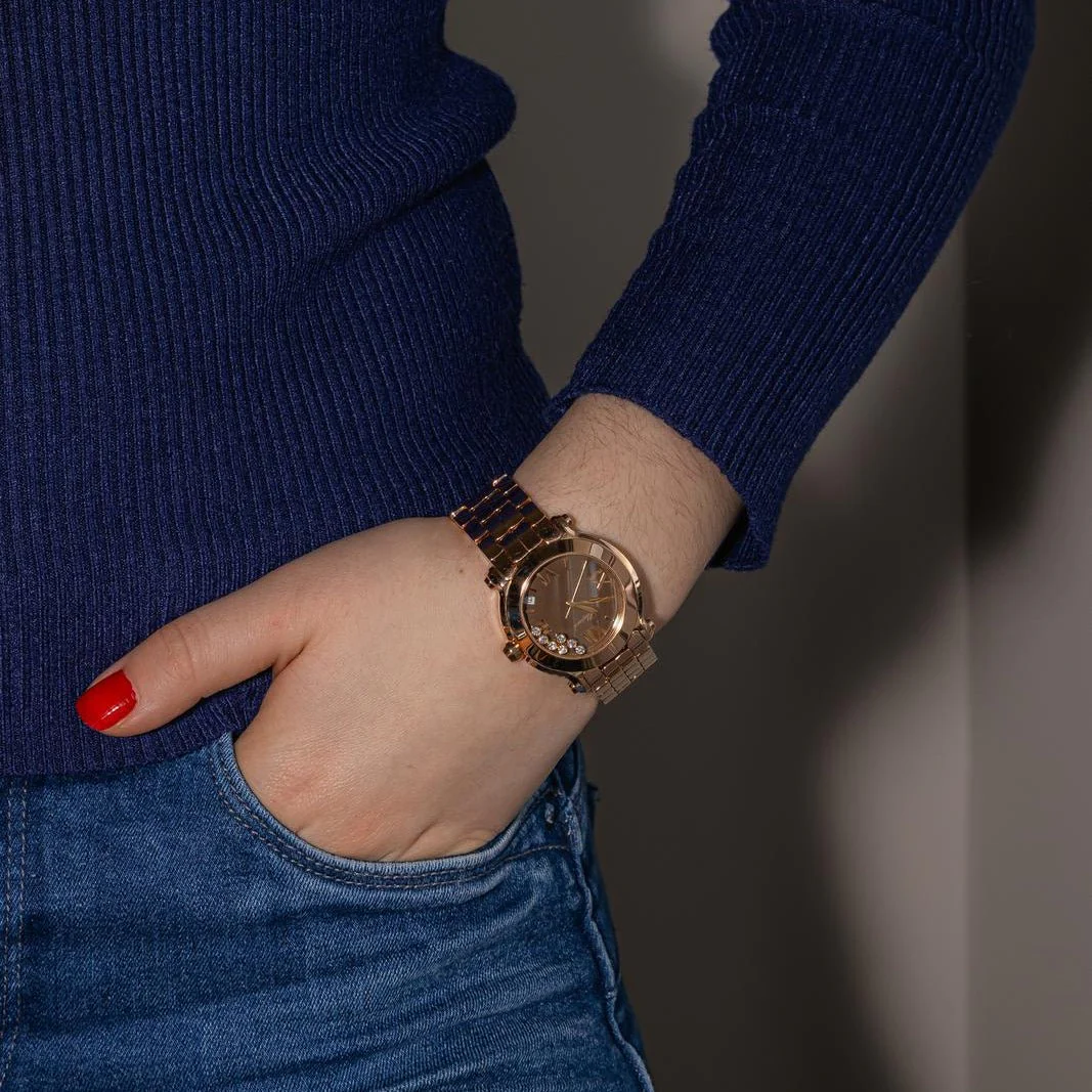 Montre CHOPARD "Happy Sport" en or rose, quartz et diamants - Image 2