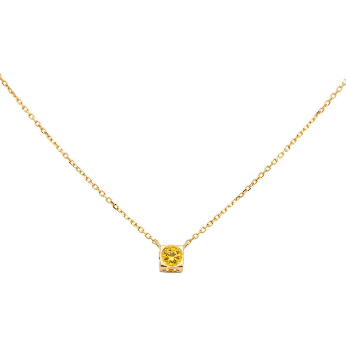 Collier Pendentif DINH VAN "Cube" en or jaune et saphir - Image 3