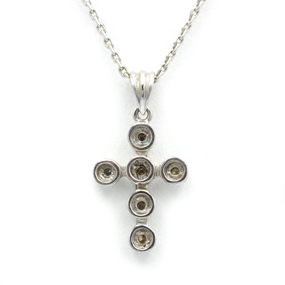 Collier Pendentif Croix - Or blanc & Diamants - Image 2
