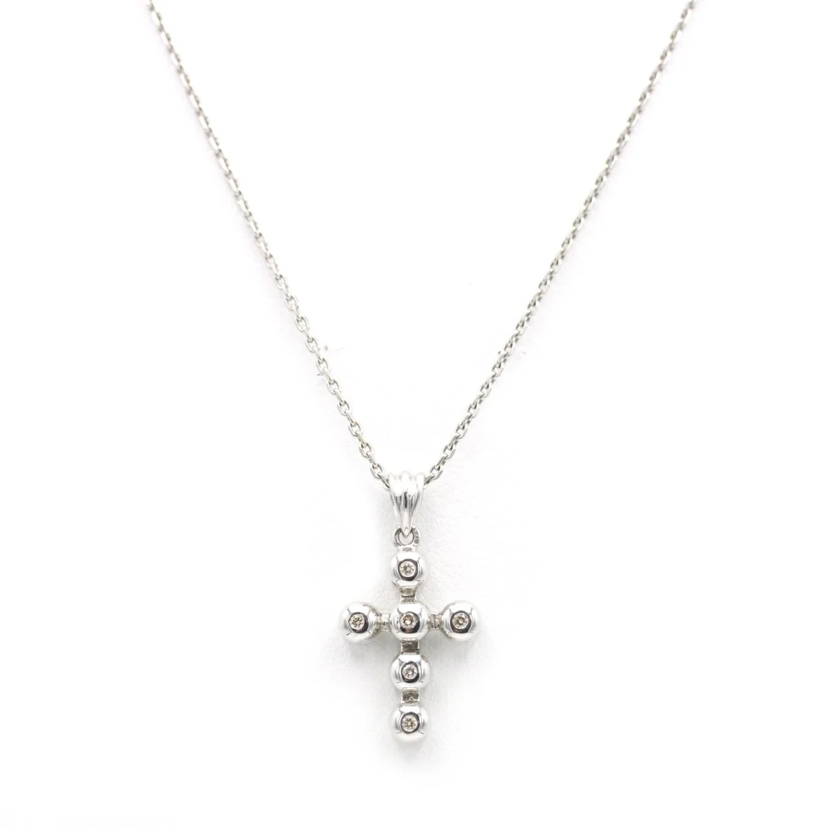Collier Pendentif Croix - Or blanc & Diamants - Image 4