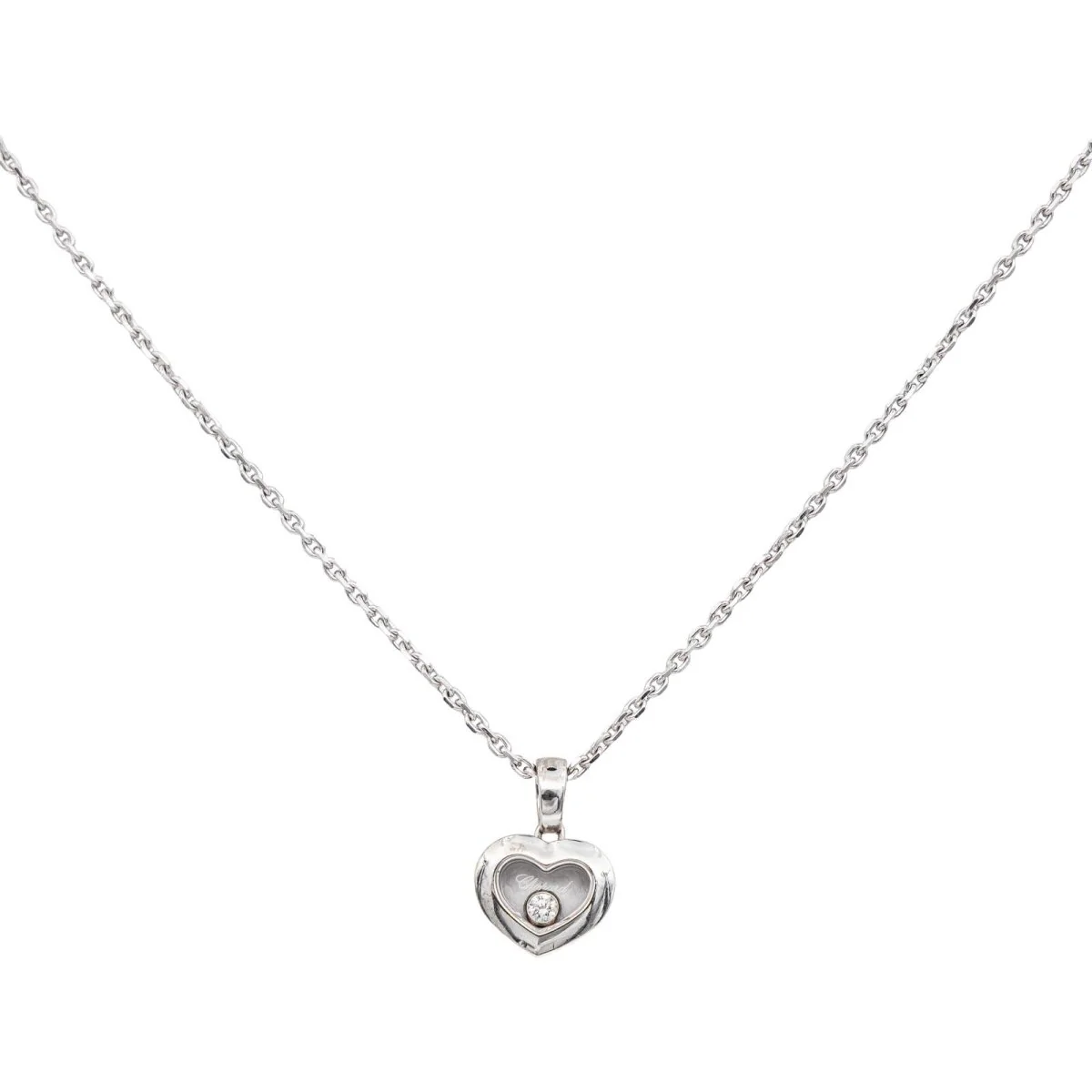 Collier Pendentif CHOPARD "Happy Heart" en or blanc et diamant - Image 3