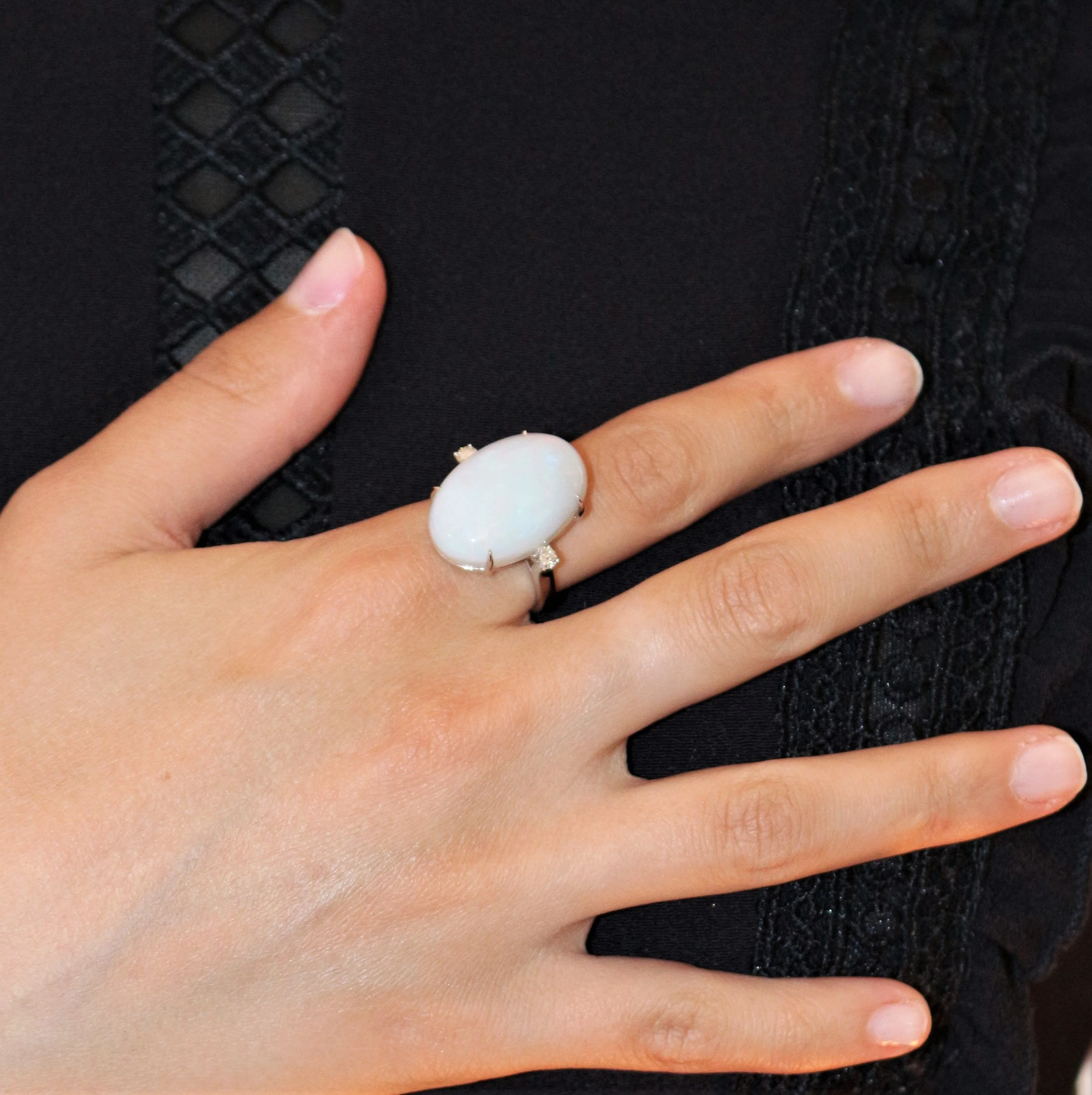 Bague Cocktail Opale Blanche d’Australie - Image 3