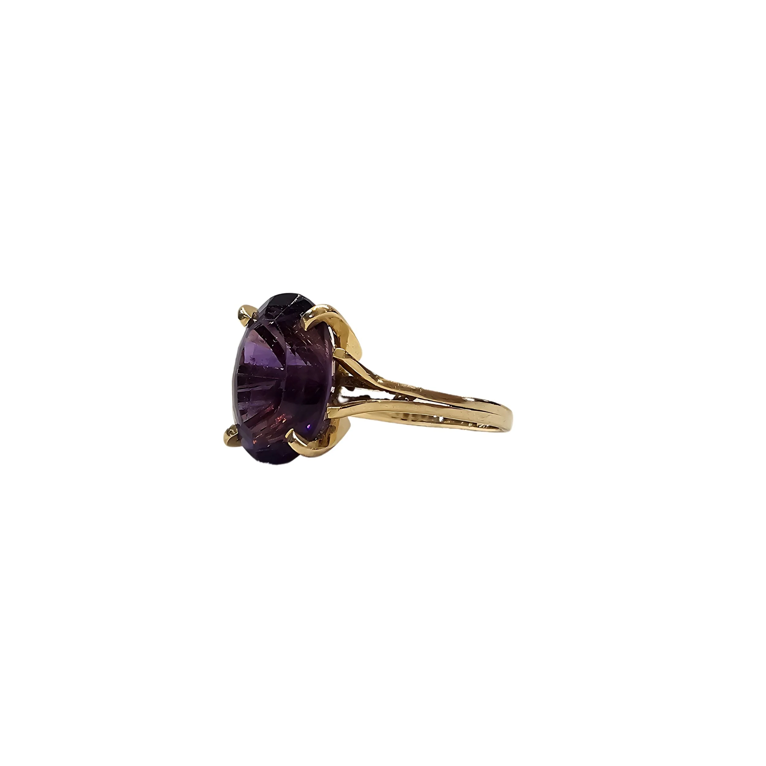 Bague en or jaune 18 carats et amethyste 9 carats - Taille EU61 - Image 2