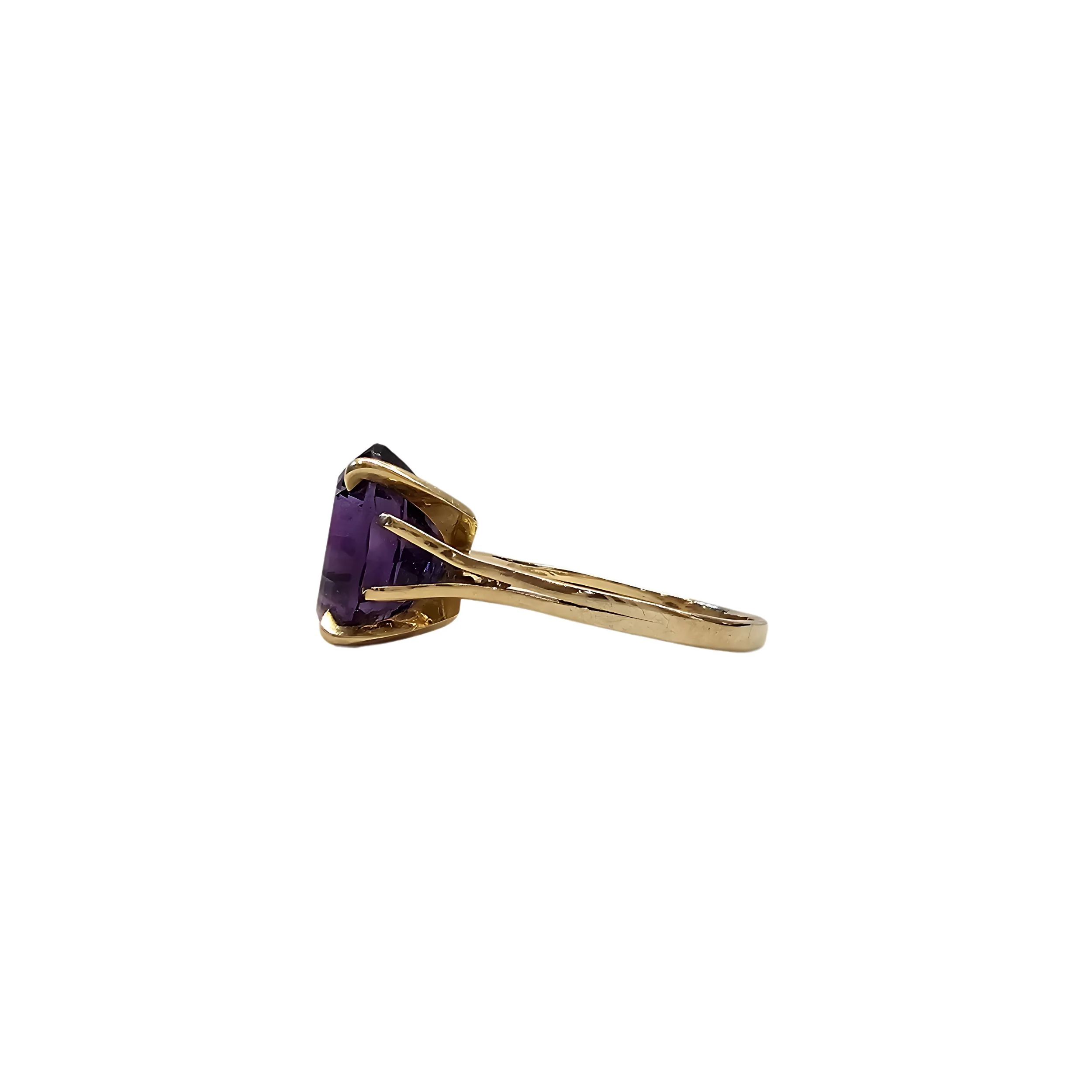 Bague en or jaune 18 carats et amethyste 9 carats - Taille EU61 - Image 3