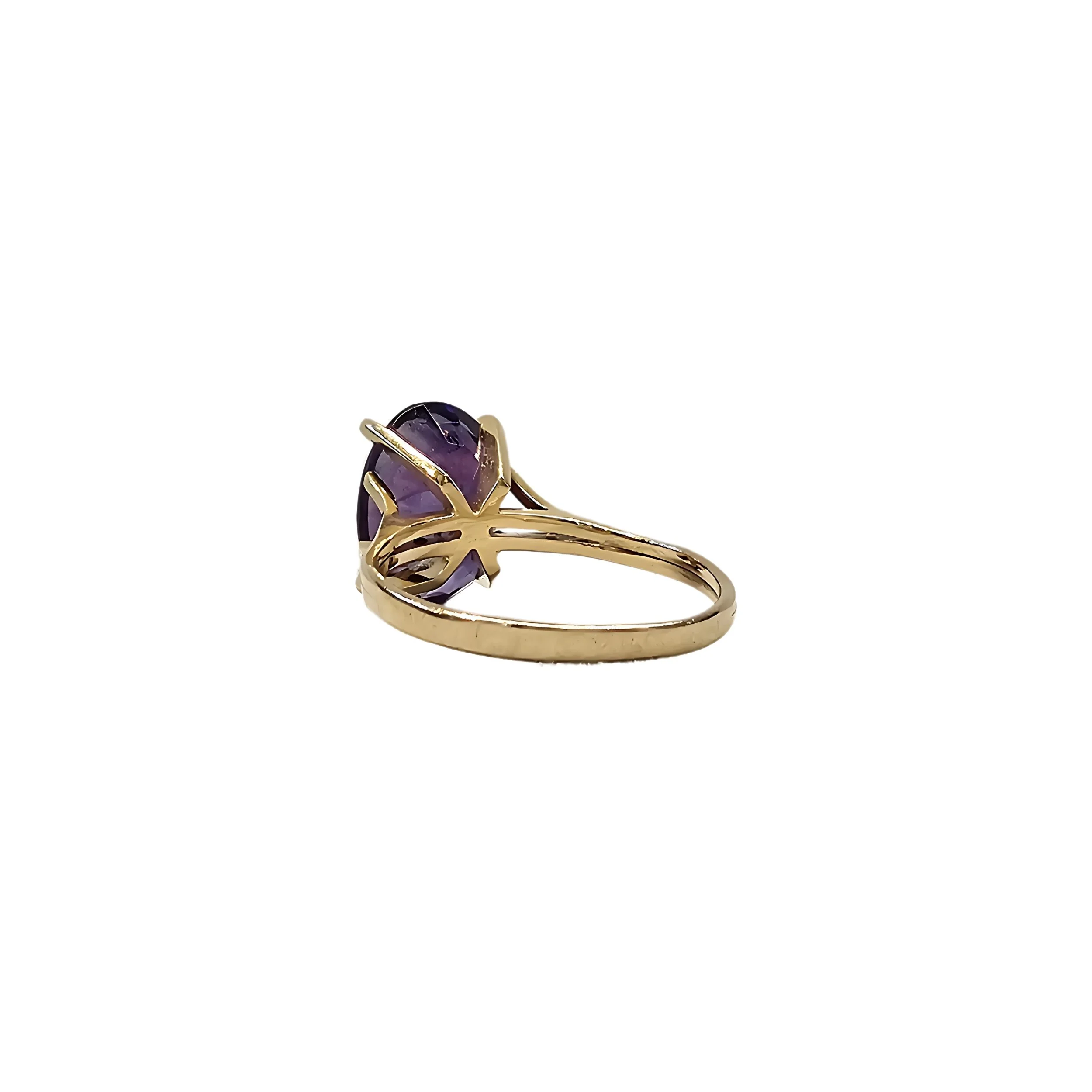 Bague en or jaune 18 carats et amethyste 9 carats - Taille EU61 - Image 4