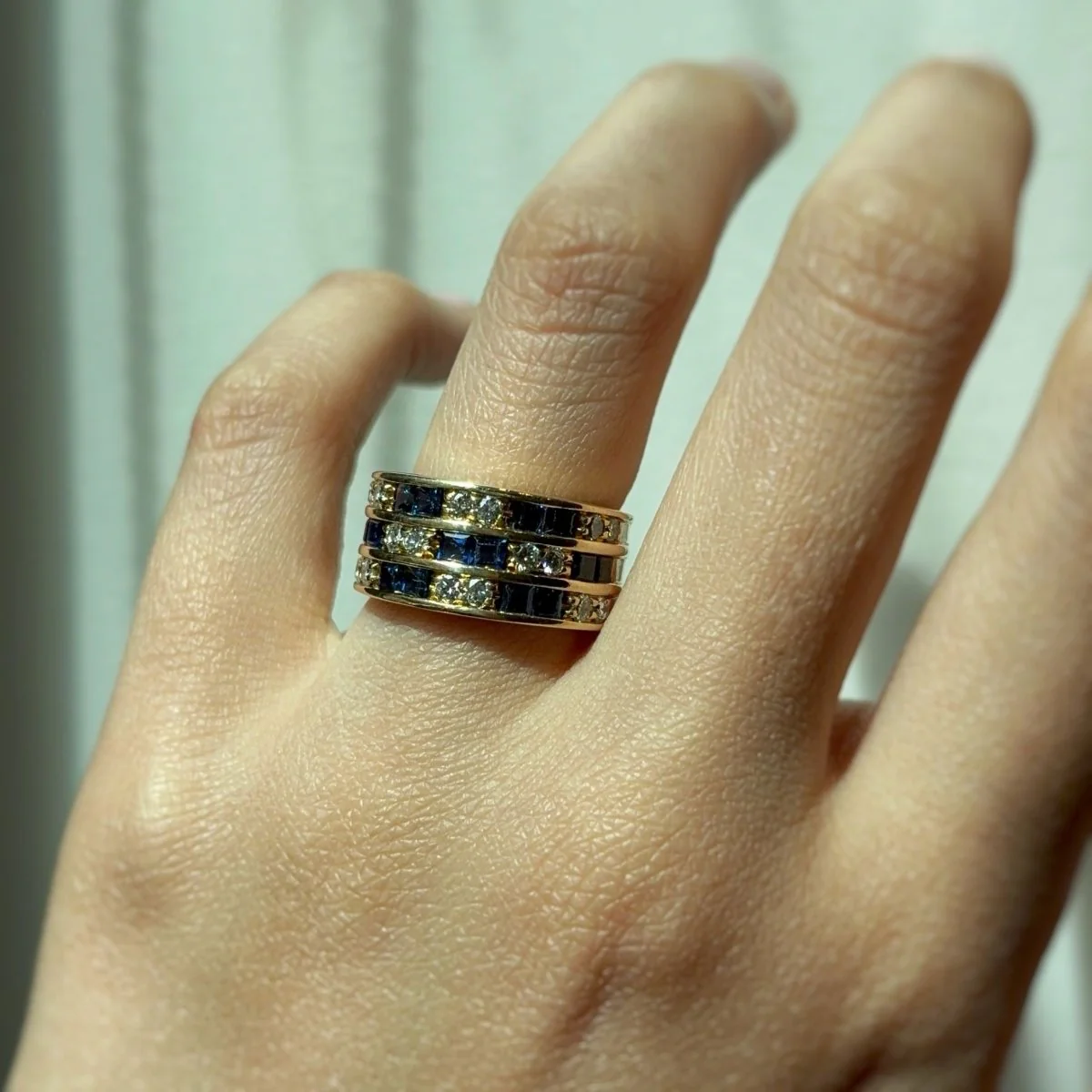 Bague - Or, Diamants & Saphirs - Image 4