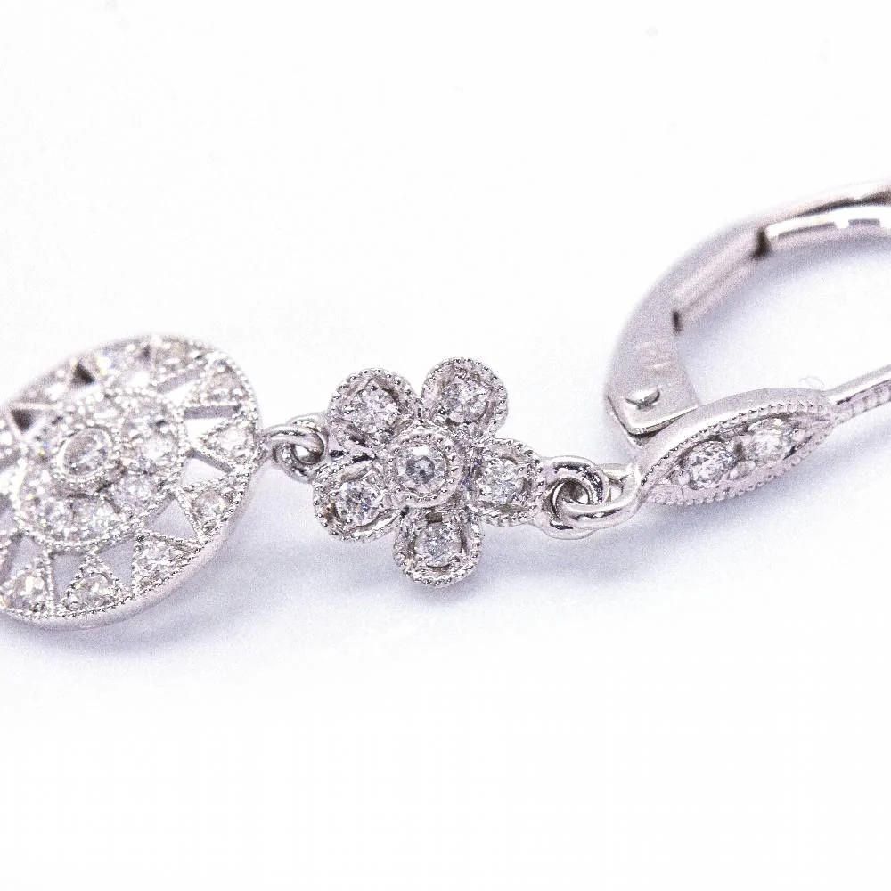 Boucles d'oreilles SUNNY Antik en or blanc. D'occasion - Image 2