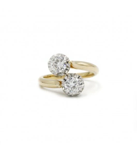 Bague Toi & Moi - Or. platine et diamants