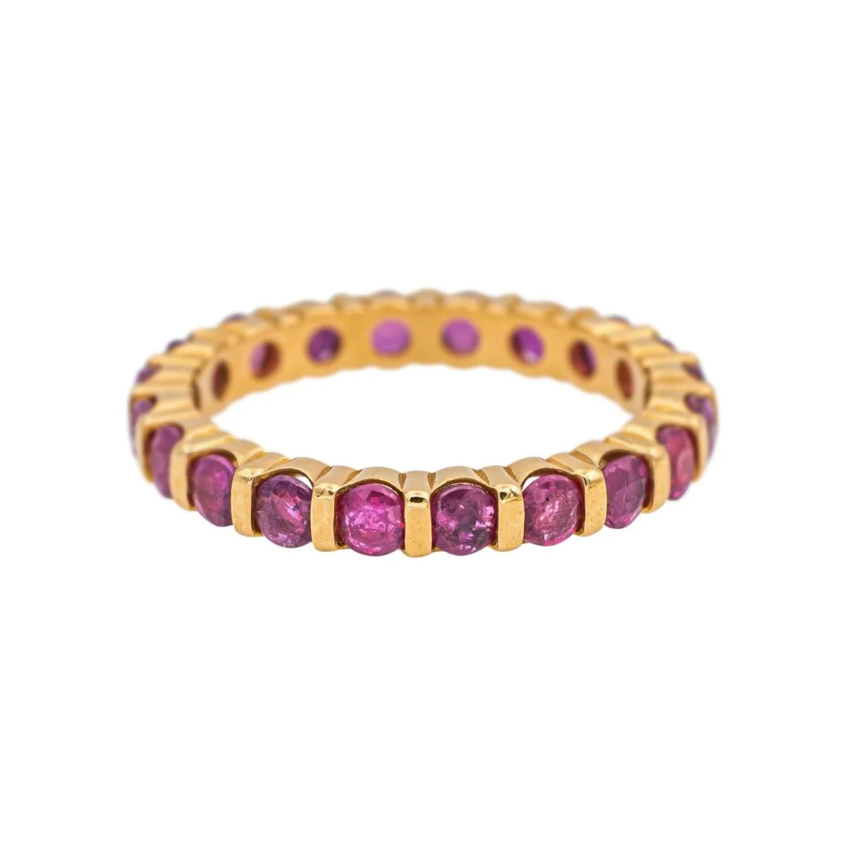 Bague Alliance en or jaune et rubis