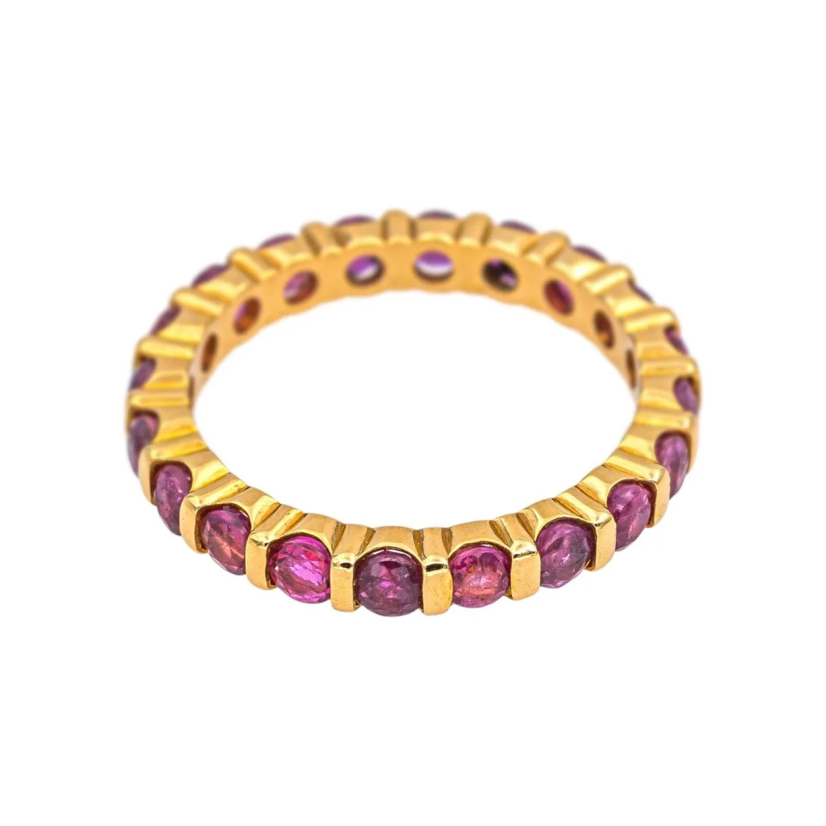 Bague Alliance en or jaune et rubis - Image 3