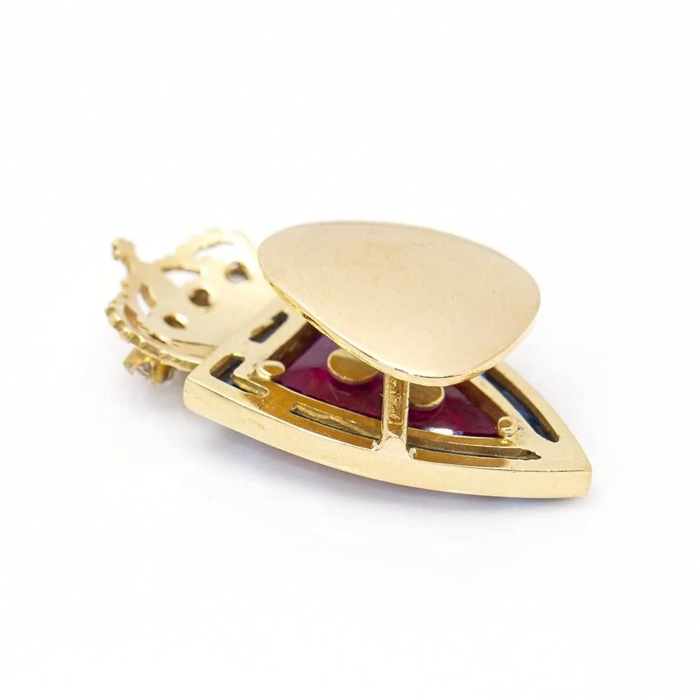 Broche Clip en or, rubis, saphirs et diamants - Image 3