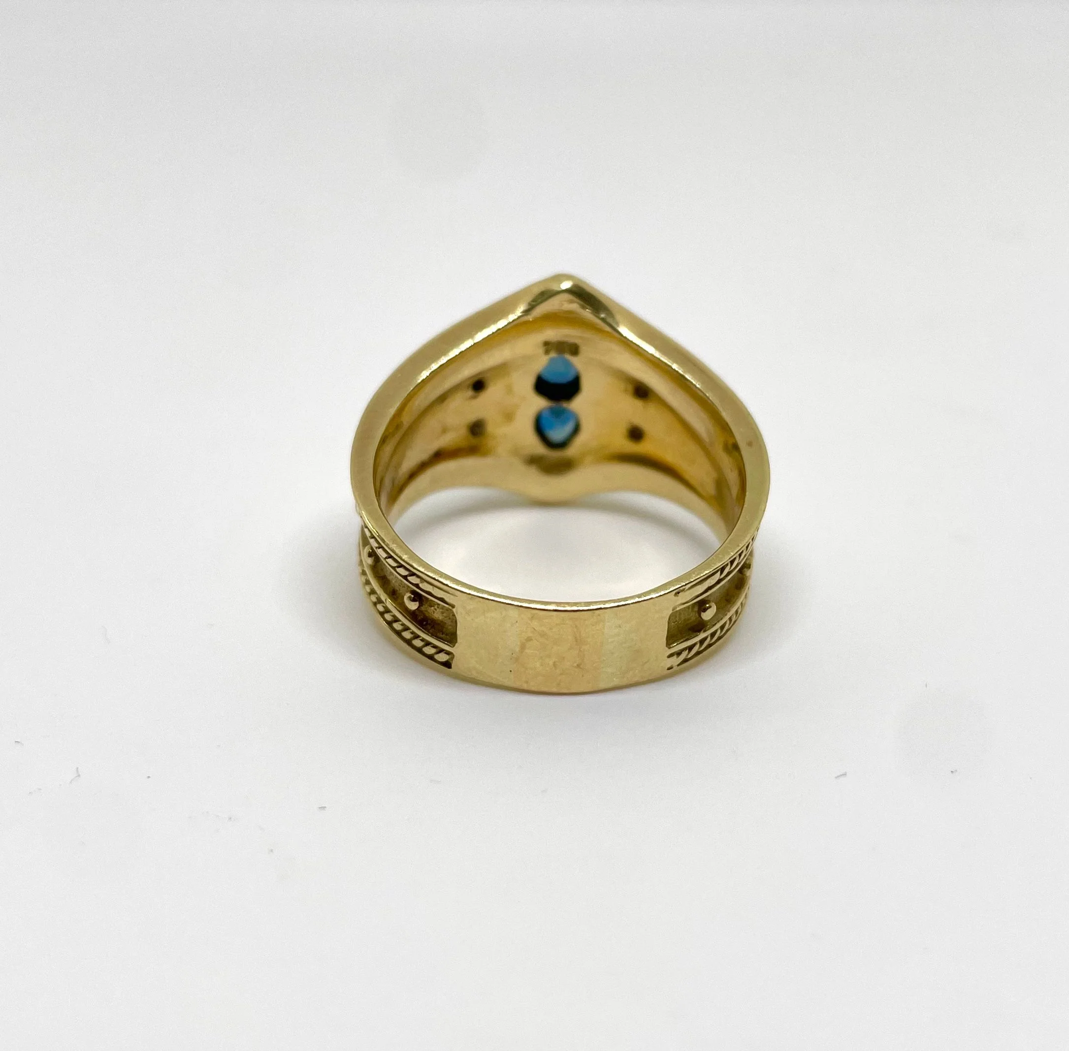 Bague byzantine en or jaune 18k saphirs et diamants - Image 4