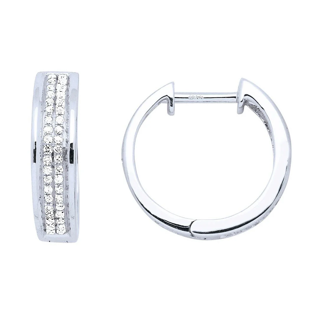 Boucles d'oreilles Créoles en or blanc et diamants