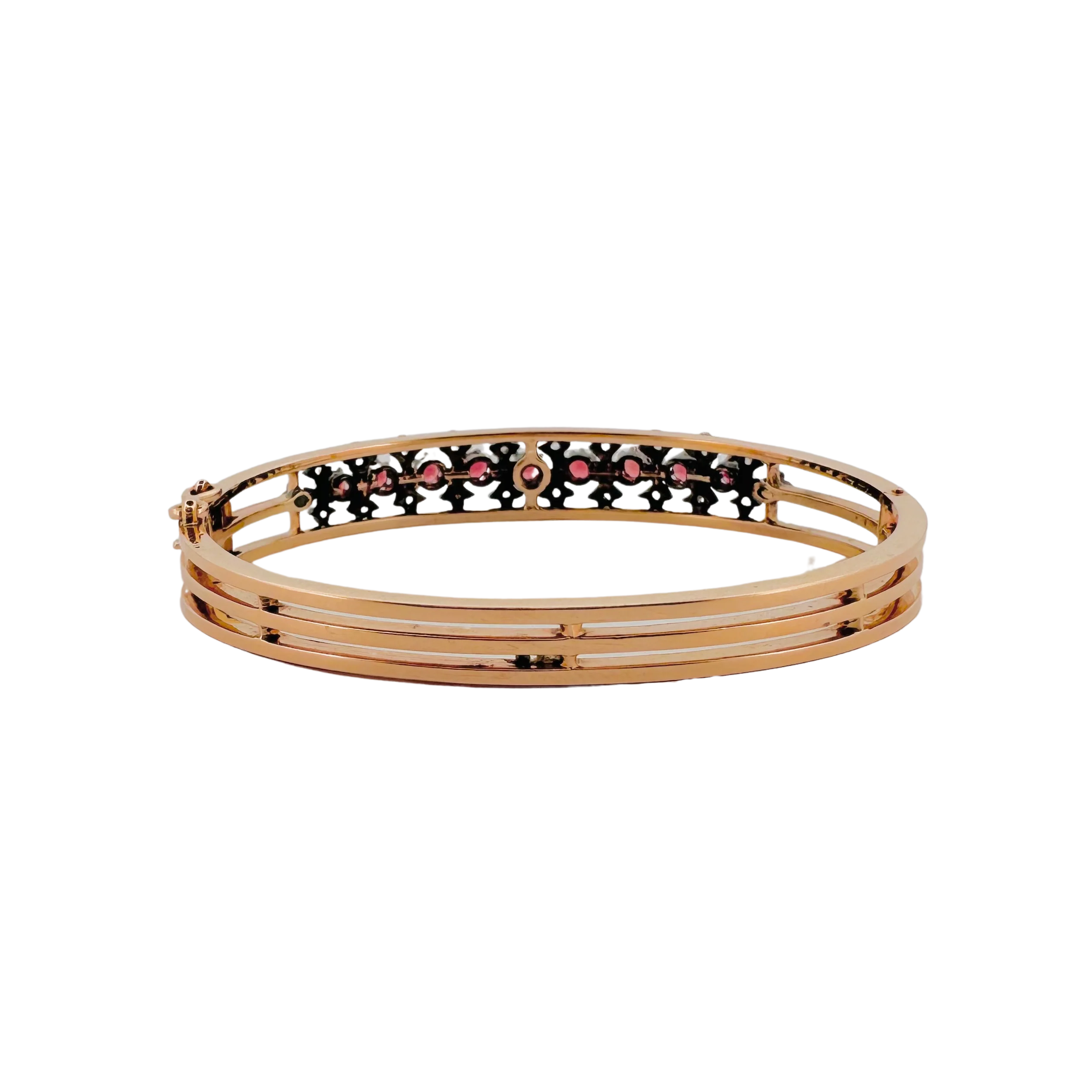 Bracelet Jonc en or rose, argent, tourmaline et diamants - Image 3