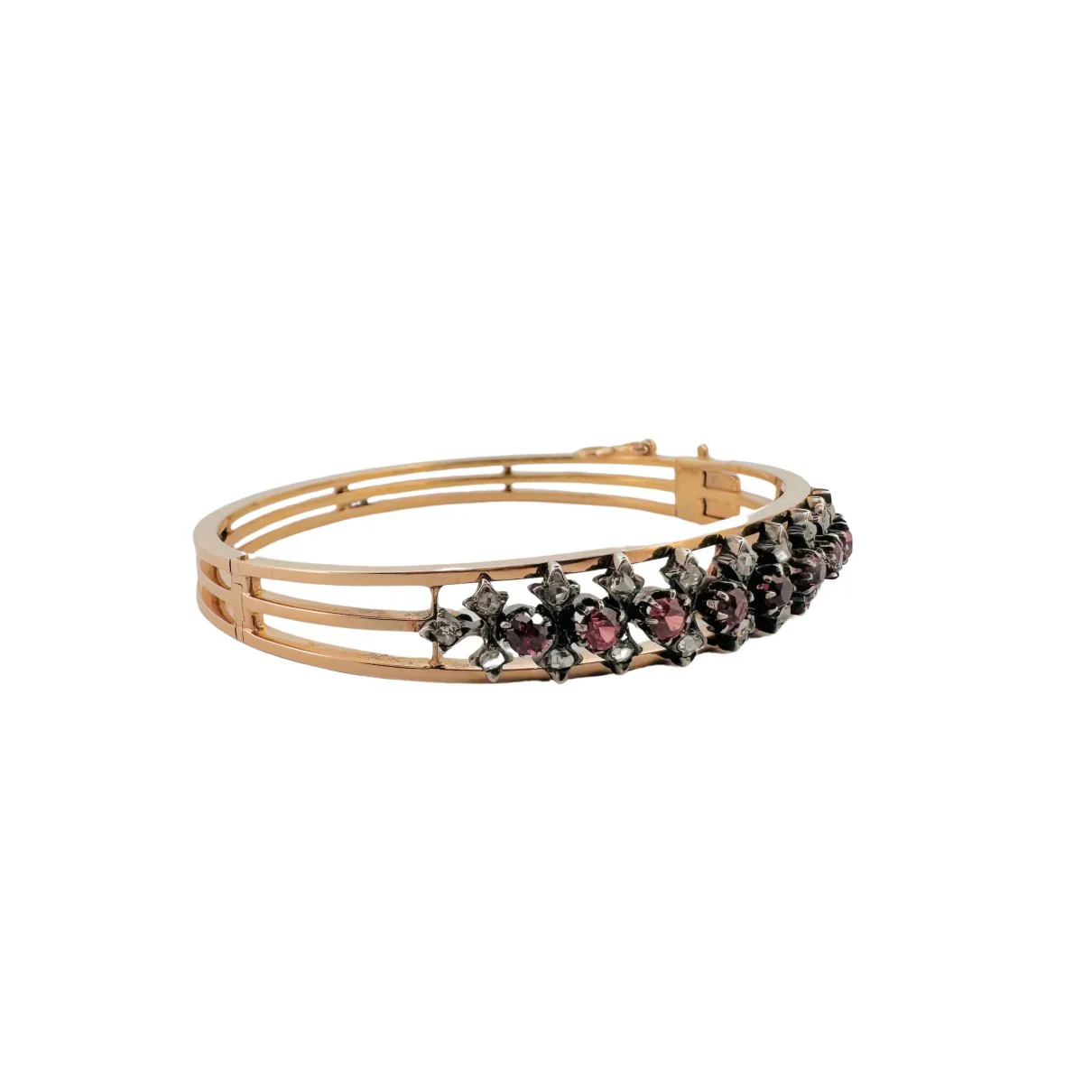 Bracelet Jonc en or rose, argent, tourmaline et diamants - Image 4