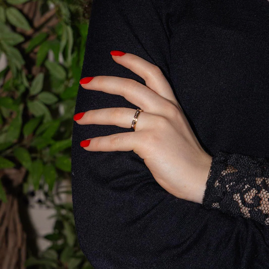 Bague Alliance BOUCHERON "Quatre Classique" en or rose et céramique - Image 2