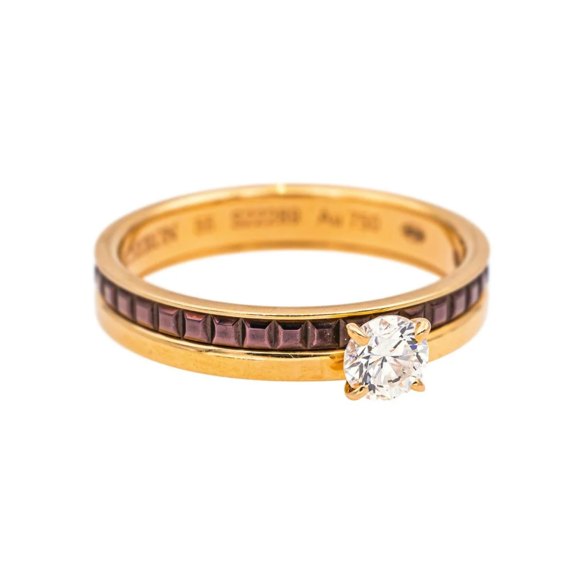 Bague Solitaire BOUCHERON "Solitaire Quatre Classique" en or jaune, or rose et diamant - Image 6