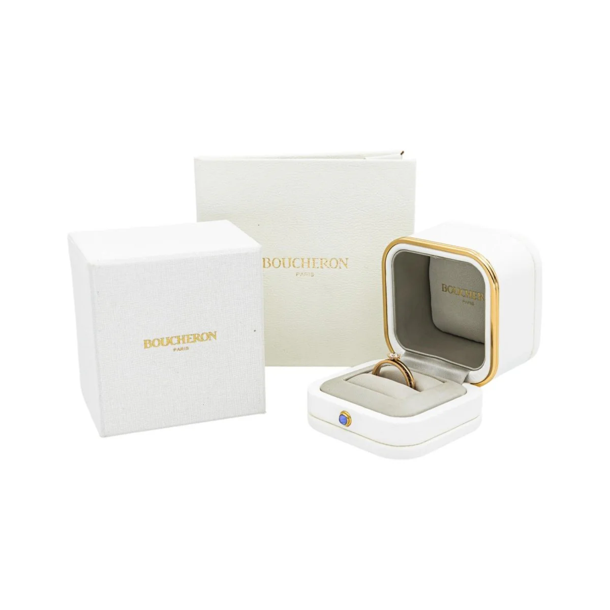 Bague Solitaire BOUCHERON "Solitaire Quatre Classique" en or jaune, or rose et diamant - Image 9