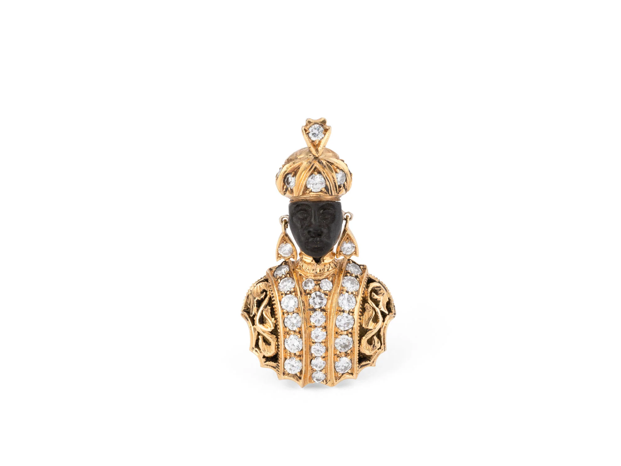 Broche NARDI "Maure" en or jaune, ébène et diamants