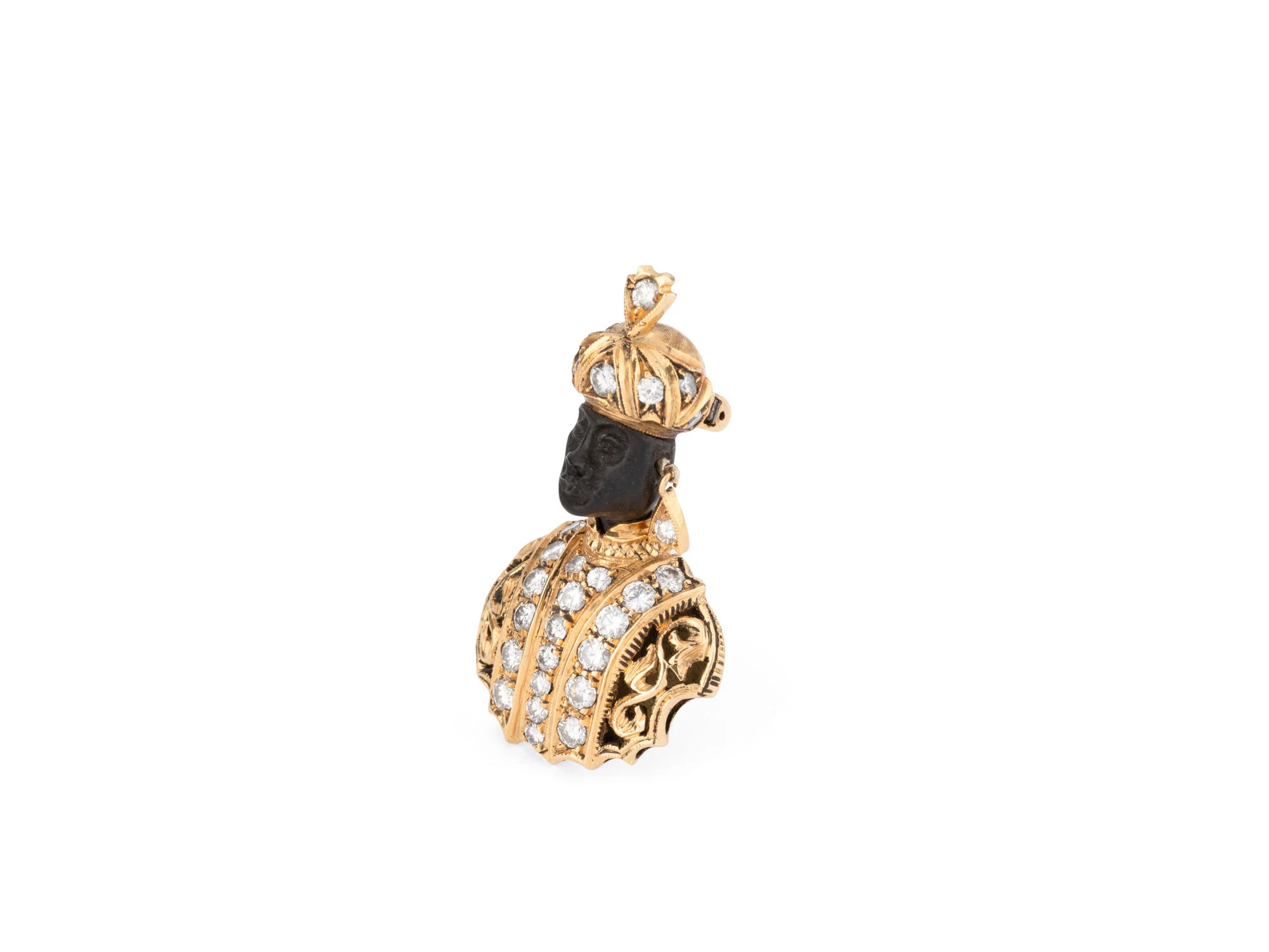 Broche NARDI "Maure" en or jaune, ébène et diamants - Image 2