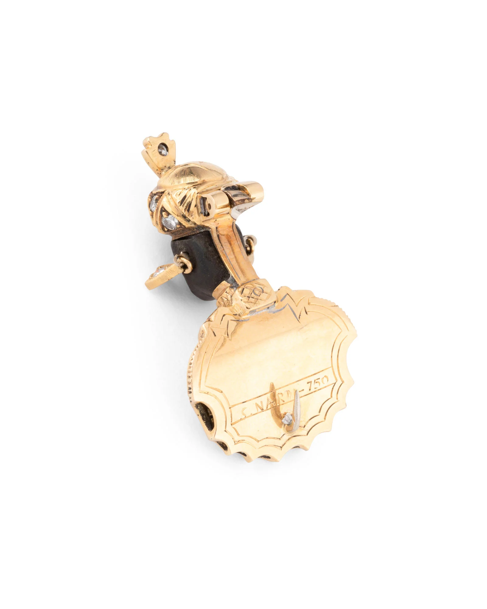 Broche NARDI "Maure" en or jaune, ébène et diamants - Image 3