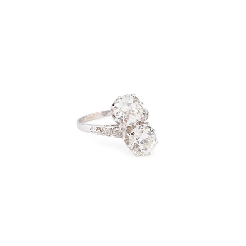 Bague Toi et Moi en platine, or blanc et diamants - Image 5