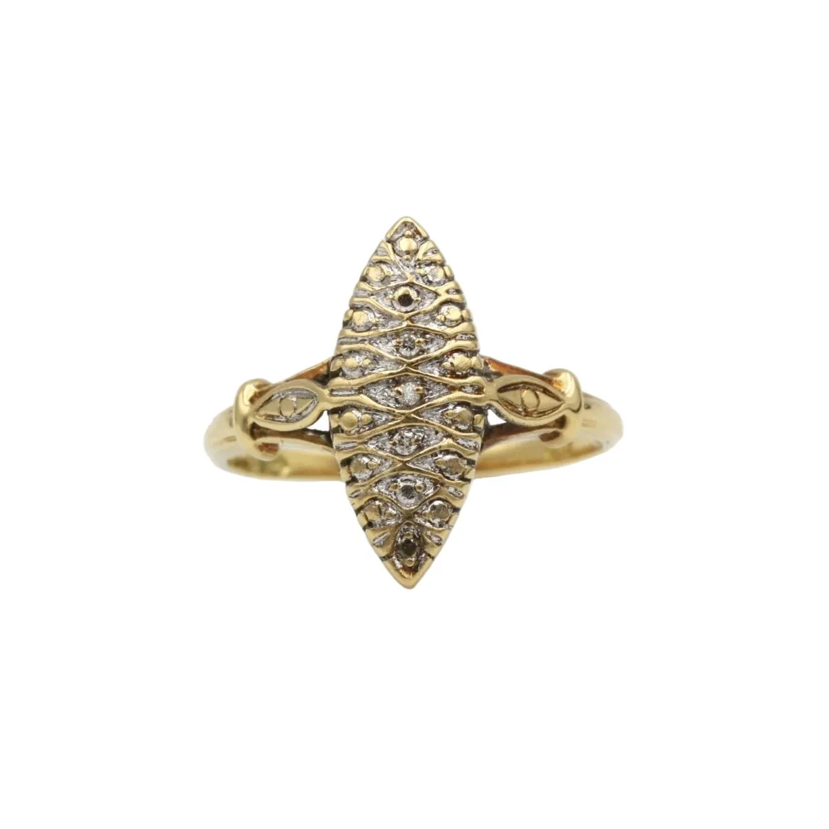 Bague Marquise en or jaune et diamants