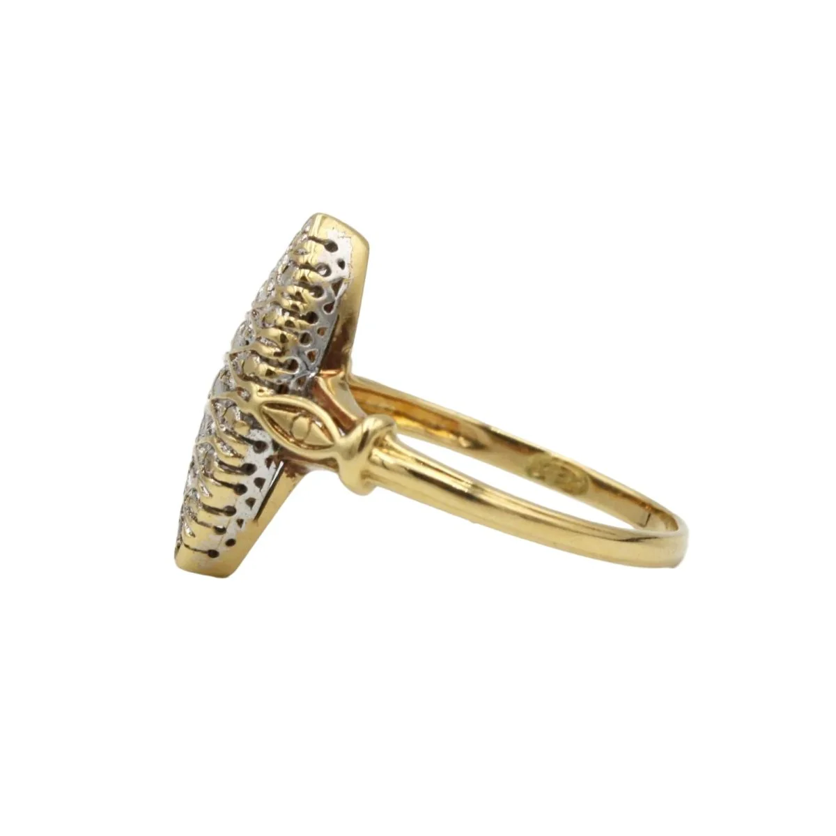 Bague Marquise en or jaune et diamants - Image 2