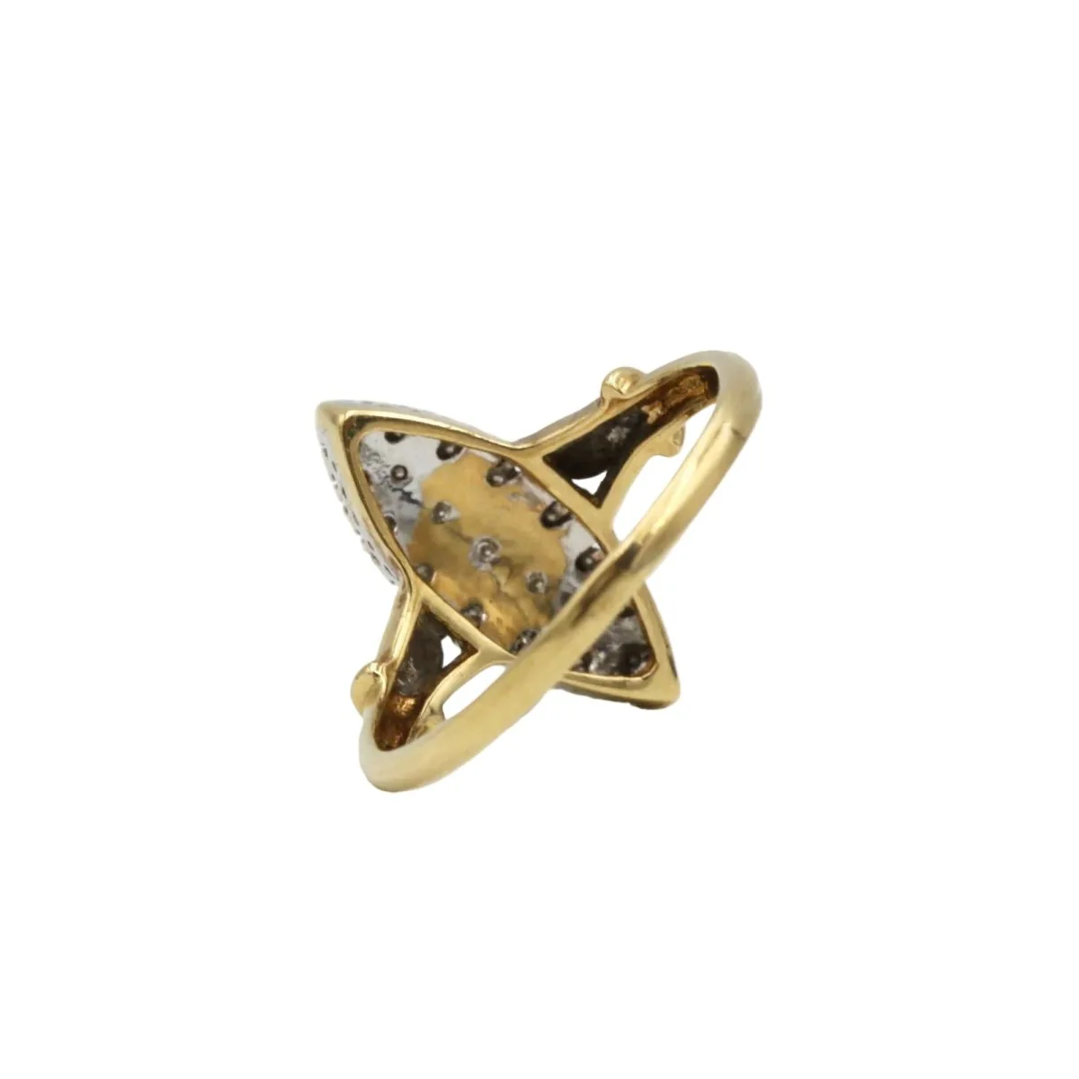 Bague Marquise en or jaune et diamants - Image 3