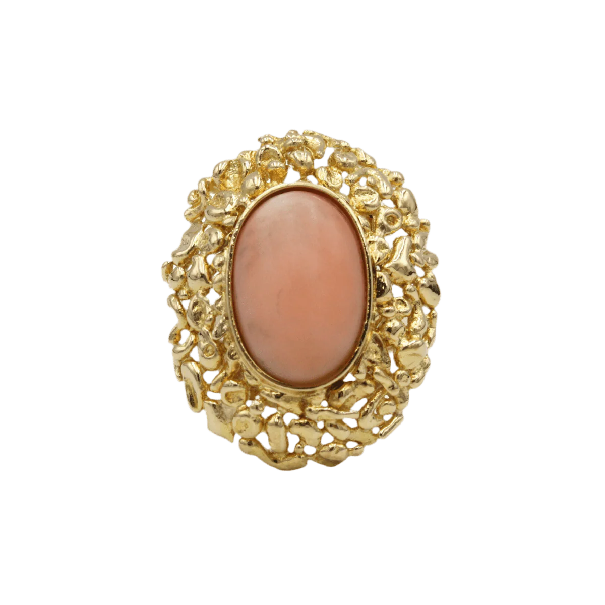 Bague Cocktail en or jaune et corail
