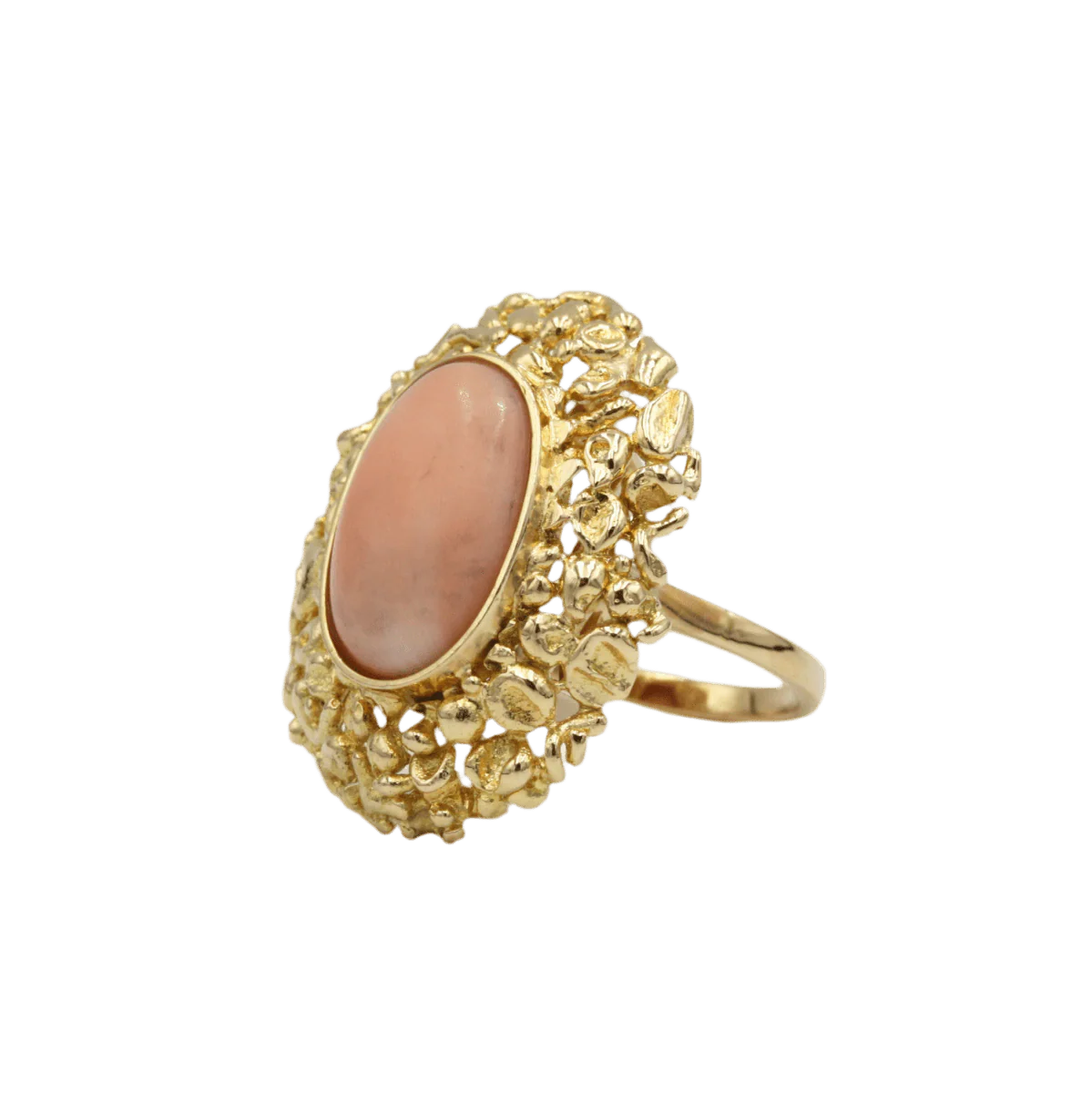 Bague Cocktail en or jaune et corail - Image 2