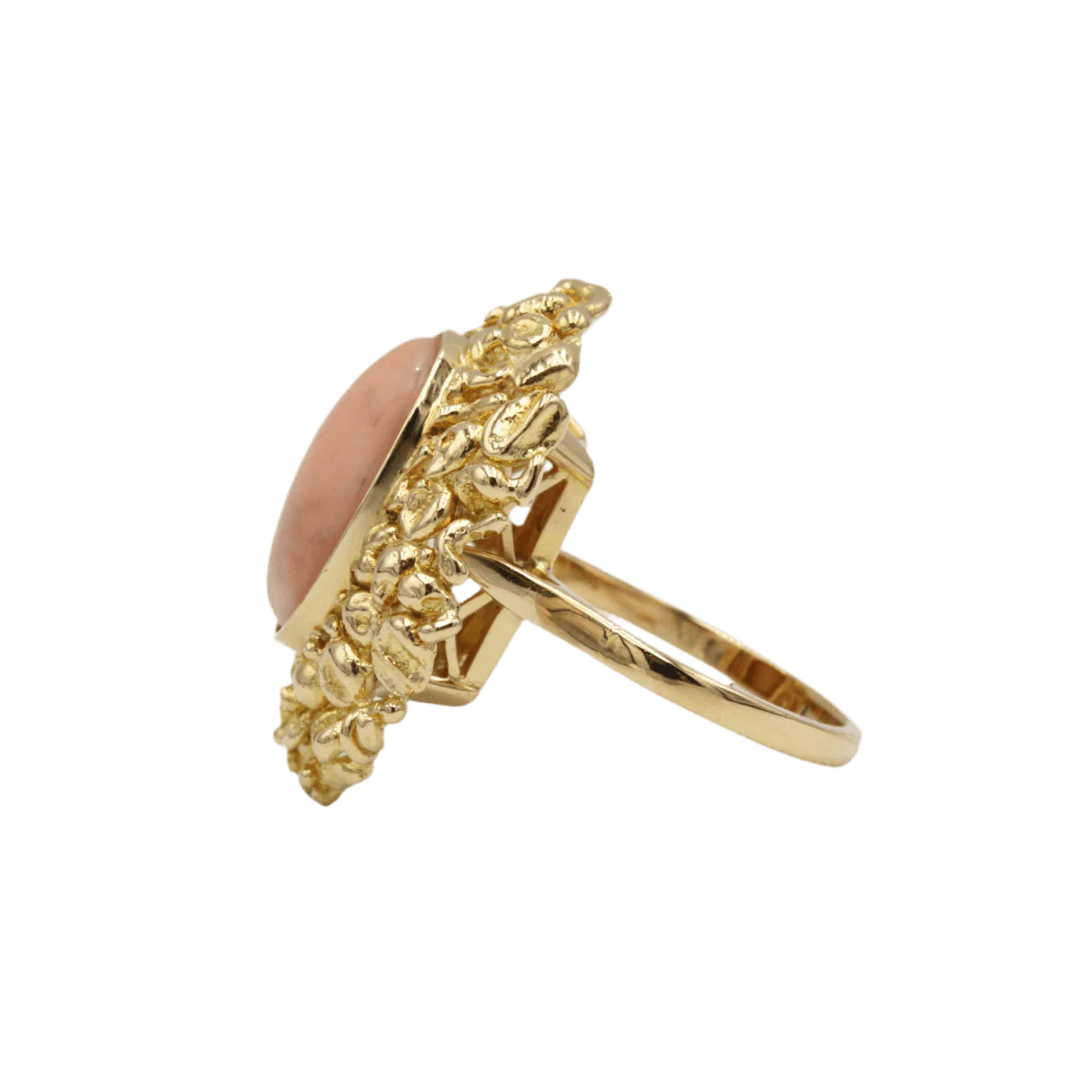 Bague Cocktail en or jaune et corail - Image 3