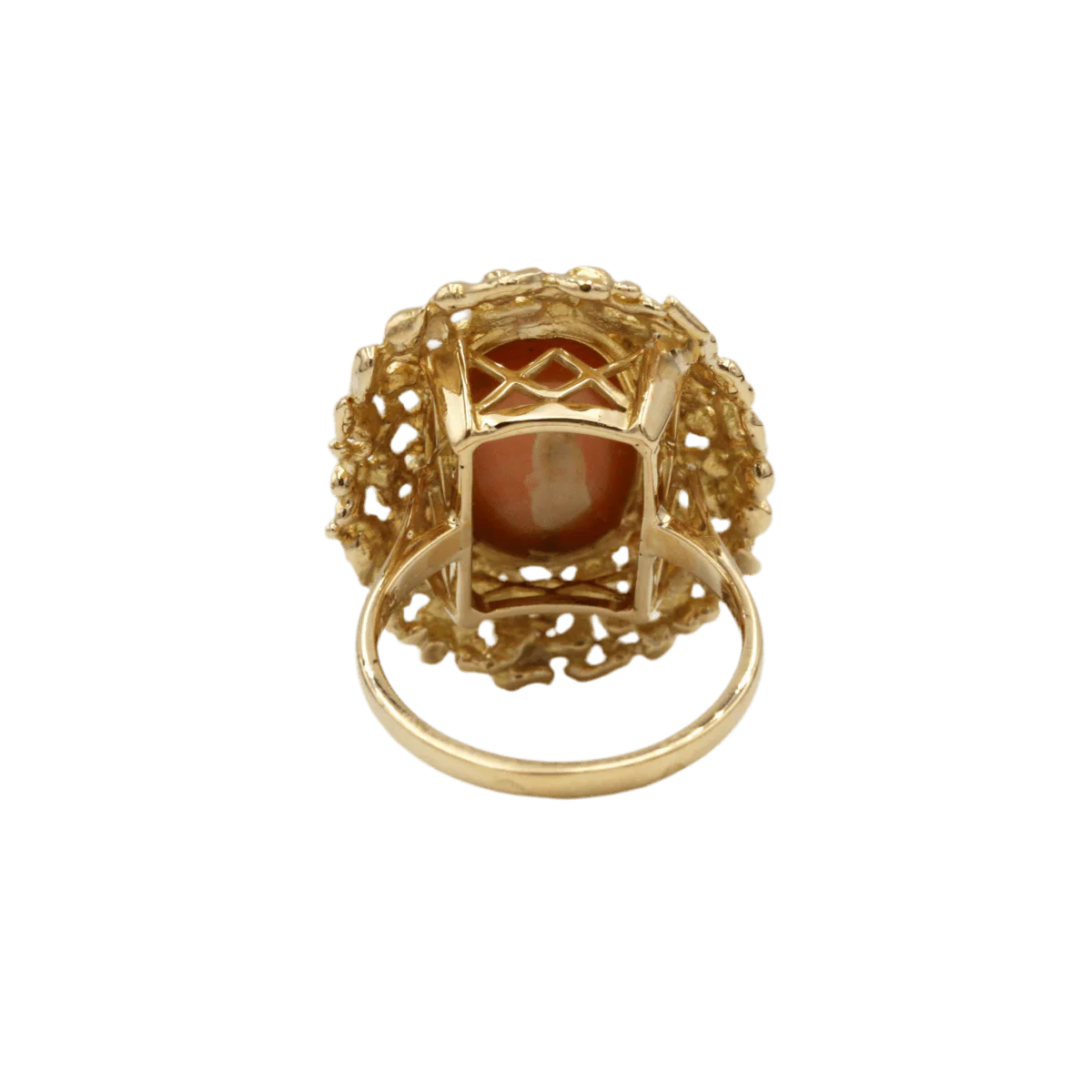 Bague Cocktail en or jaune et corail - Image 5