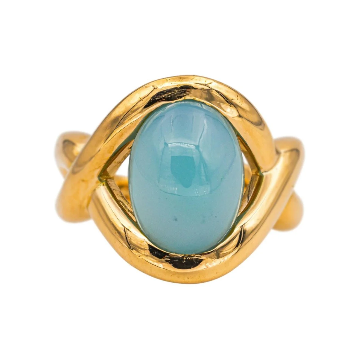 Bague en or jaune et chrysoprase