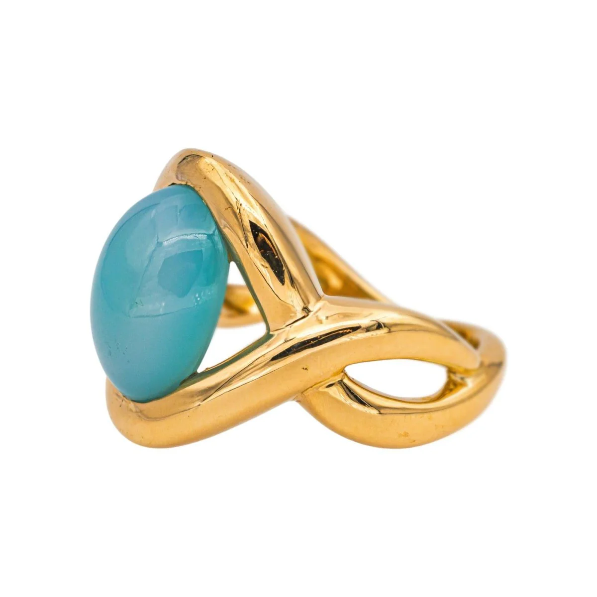 Bague en or jaune et chrysoprase - Image 4