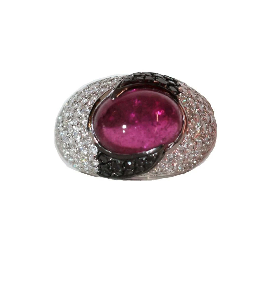 Bague Cocktail en or blanc, tourmaline et diamant