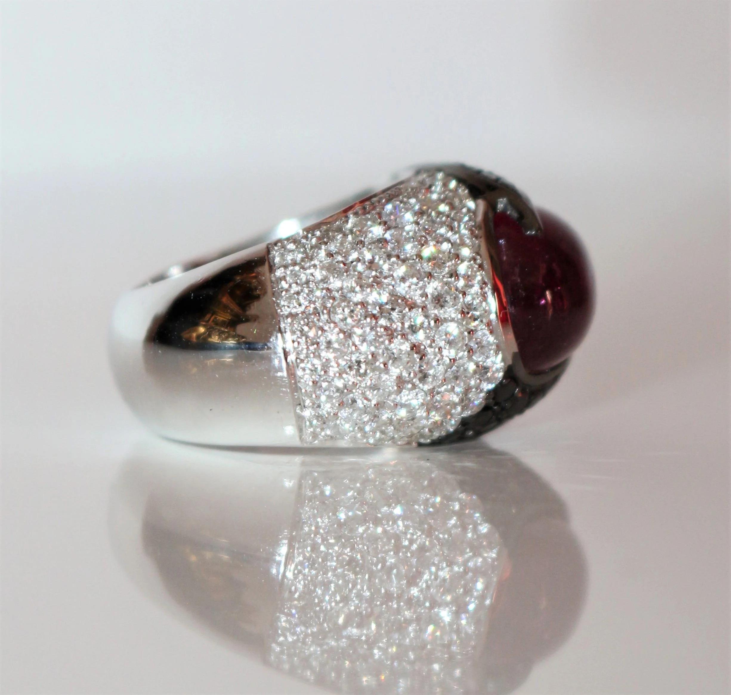 Bague Cocktail en or blanc, tourmaline et diamant - Image 6