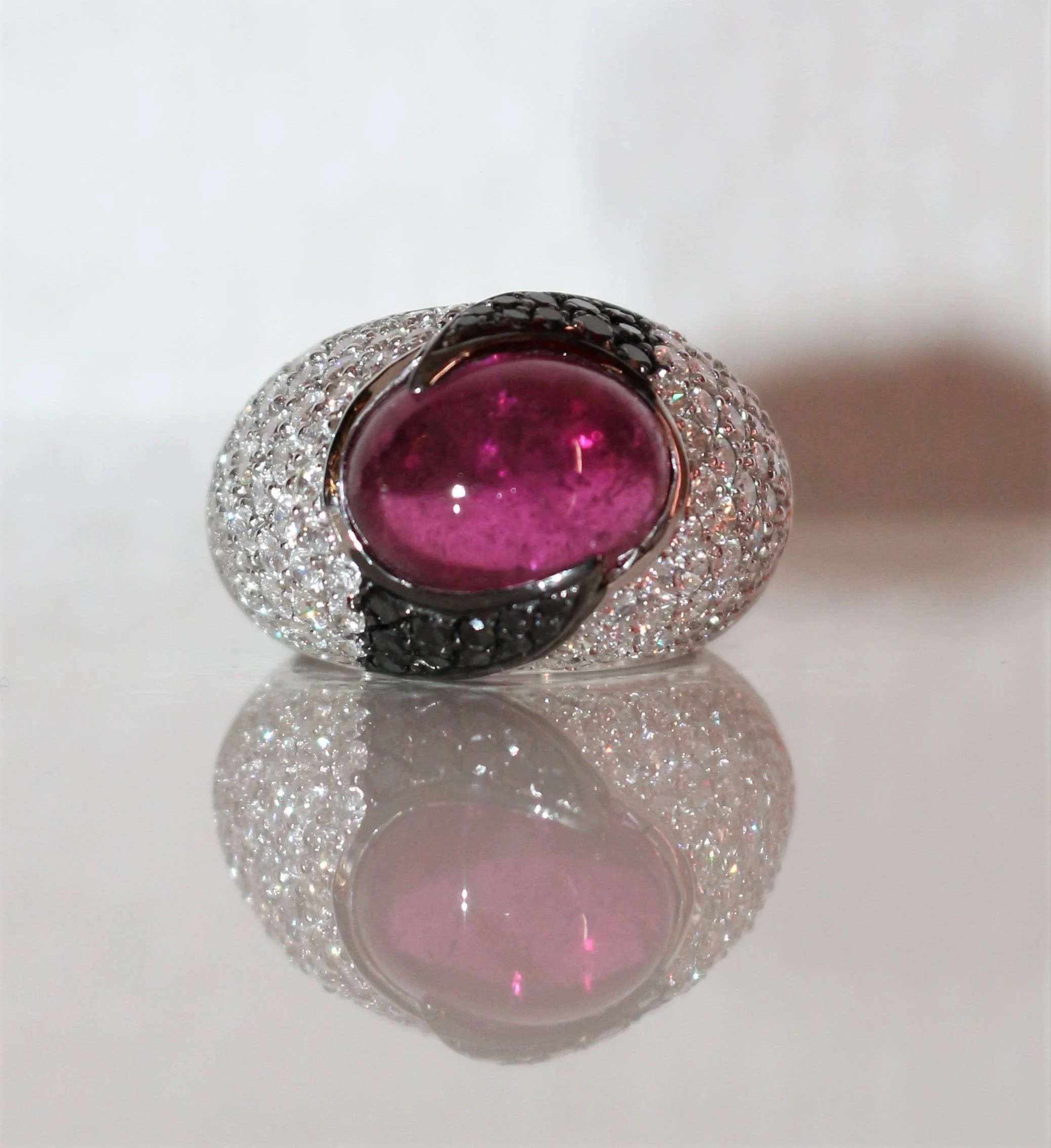 Bague Cocktail en or blanc, tourmaline et diamant - Image 8