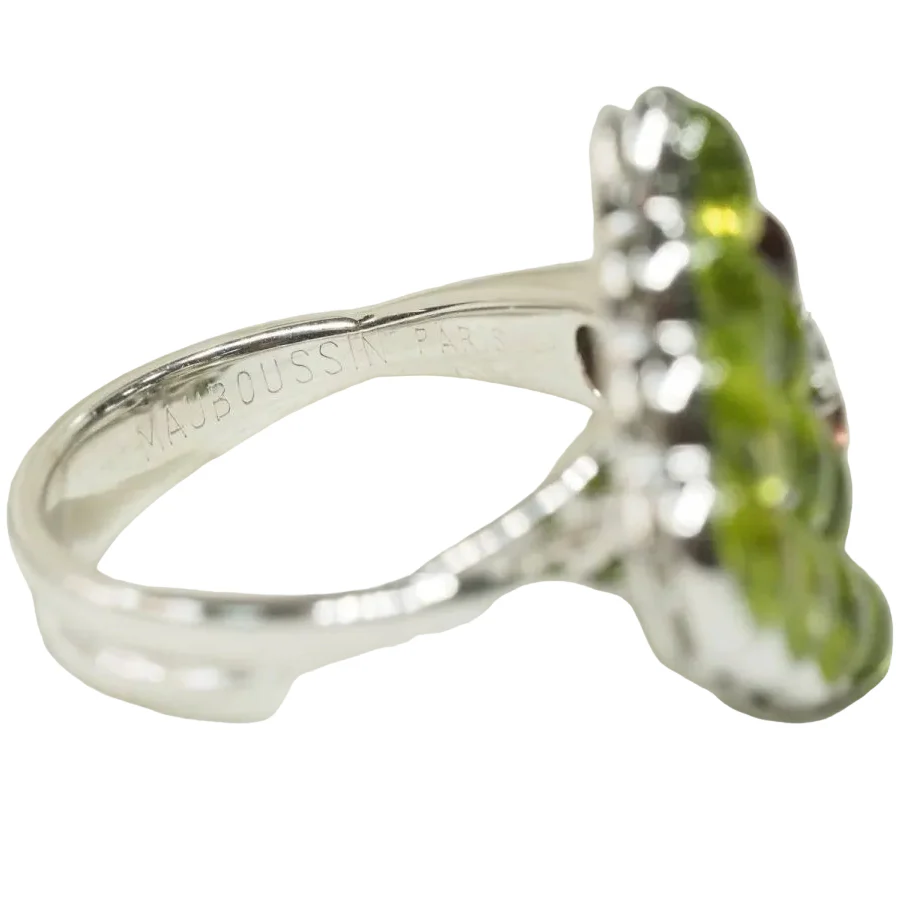 Bague MAUBOUSSIN "Grappe" en or blanc, améthystes et péridots - Image 4