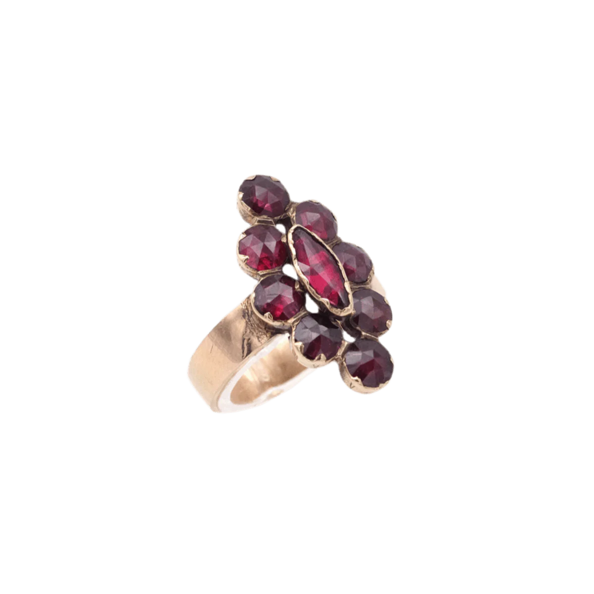 Bague Marquise en or rose et grenats - Image 3
