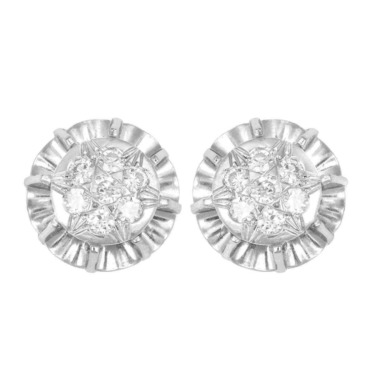 Boucles d'oreilles Or Gris et Diamants