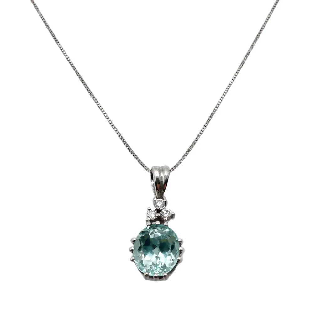 Pendentif en or blanc, rubellite et diamants