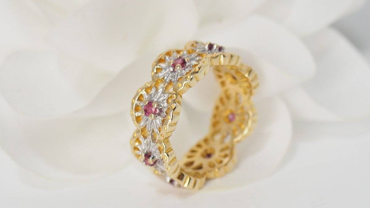 Bague en or deux tons et rubis - Image 3