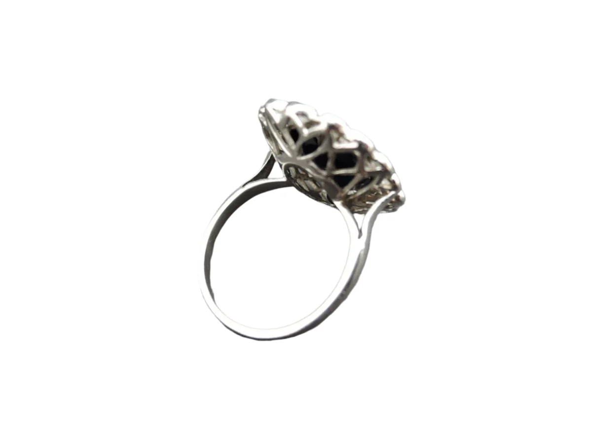 Bague Art Déco en platine saphir et diamants - Image 5