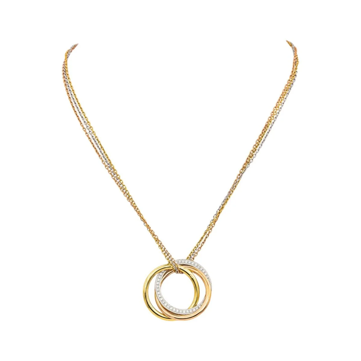 Collier Pendentif CARTIER "Trinity" en or jaune, or blanc, or rose et diamants