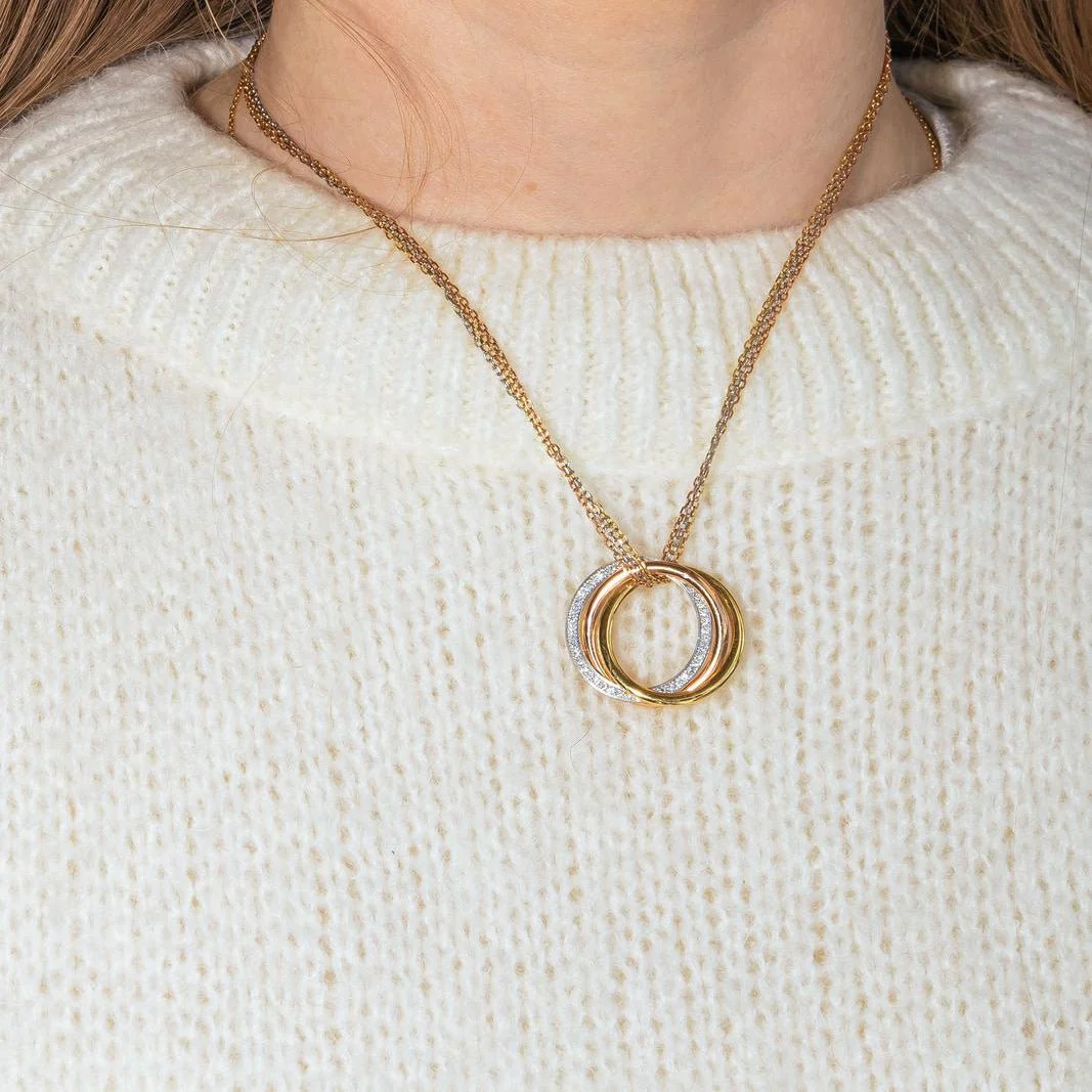 Collier Pendentif CARTIER "Trinity" en or jaune, or blanc, or rose et diamants - Image 2