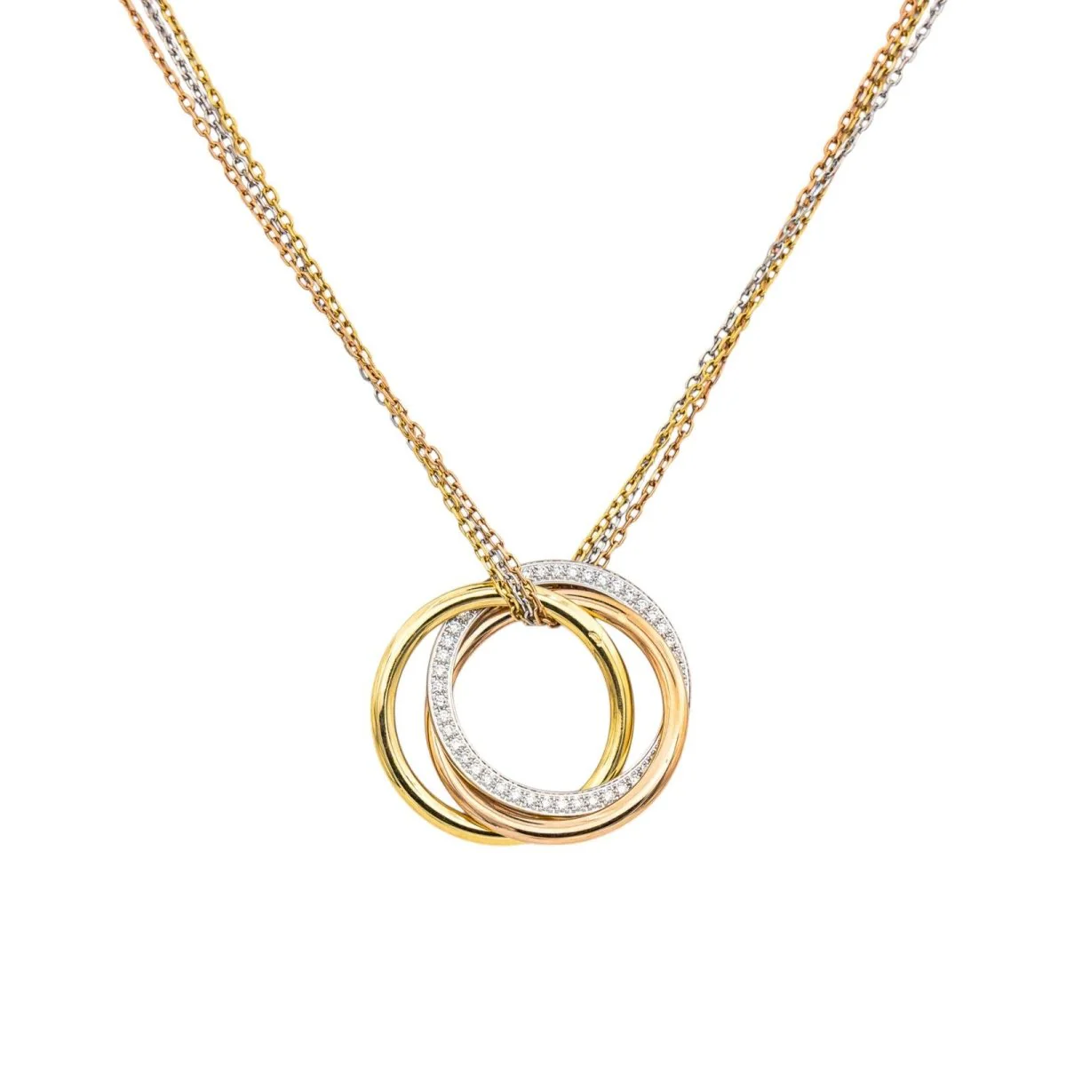 Collier Pendentif CARTIER "Trinity" en or jaune, or blanc, or rose et diamants - Image 3