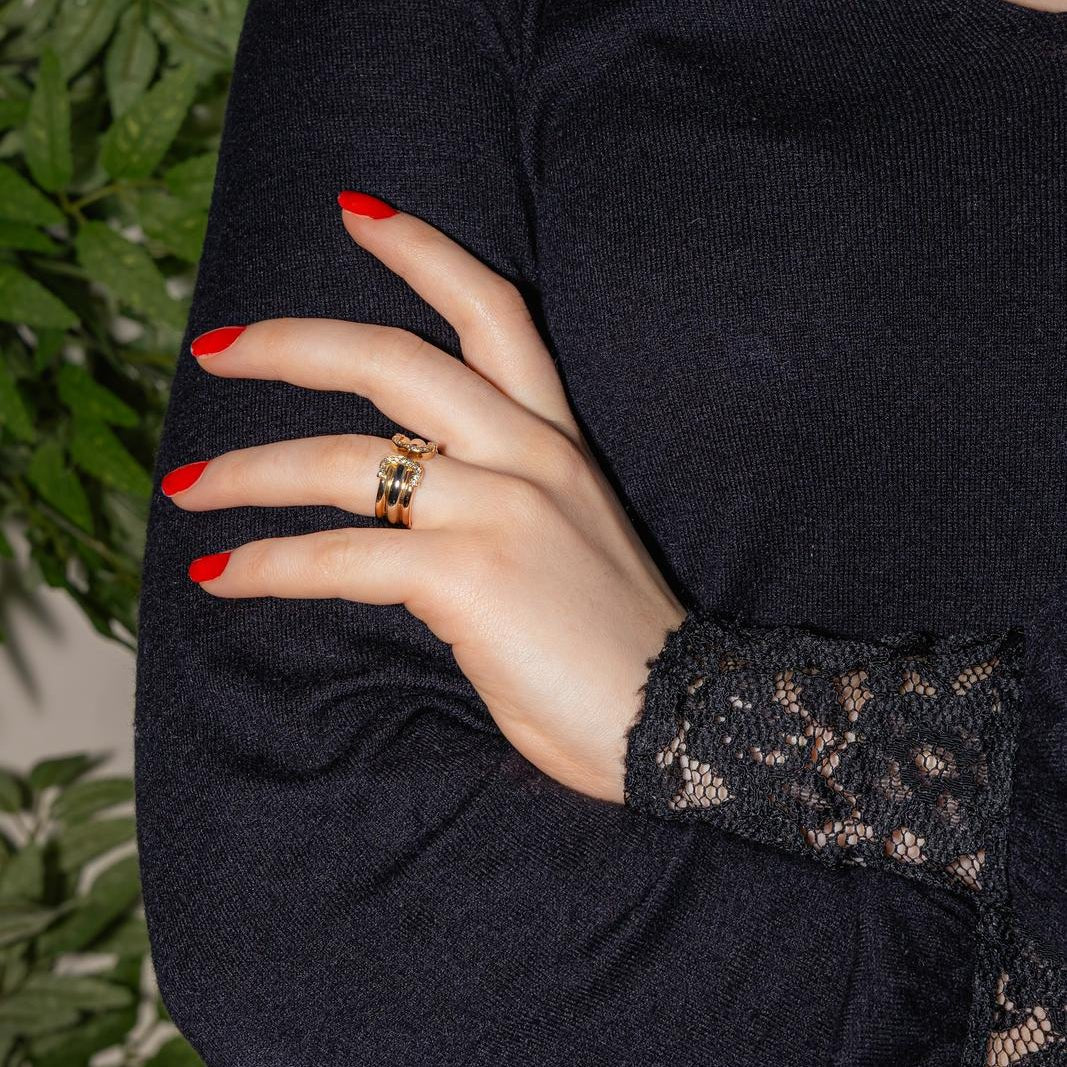 Bague CARTIER "Large" en or jaune, blanc, or rose et diamants - Image 2