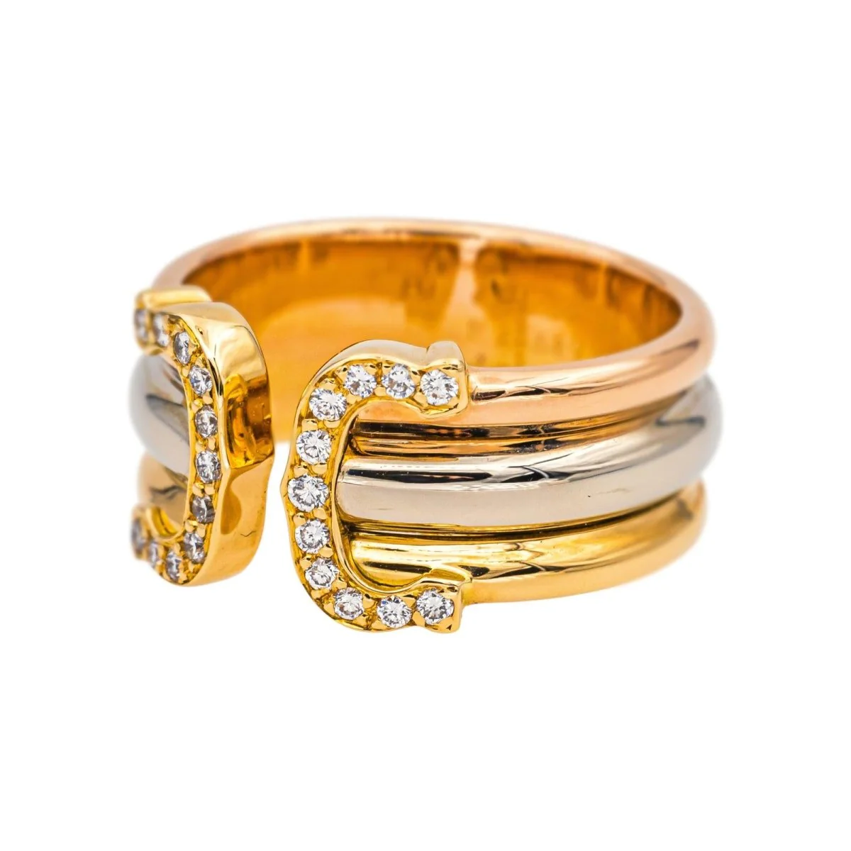 Bague CARTIER "Large" en or jaune, blanc, or rose et diamants - Image 3