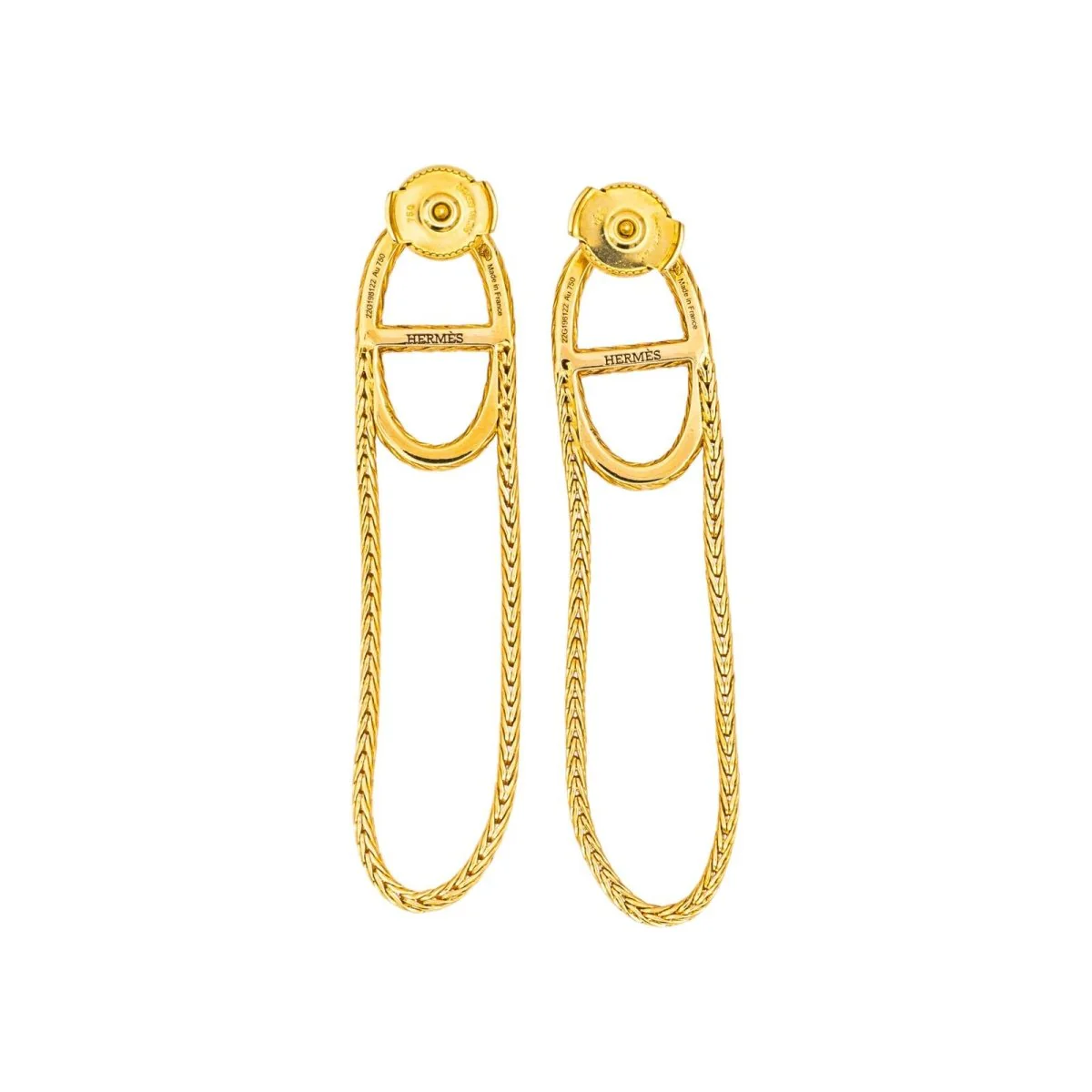 Boucles d'oreilles Pendantes HERMÈS "Chaîne d'ancre" en or jaune - Image 3